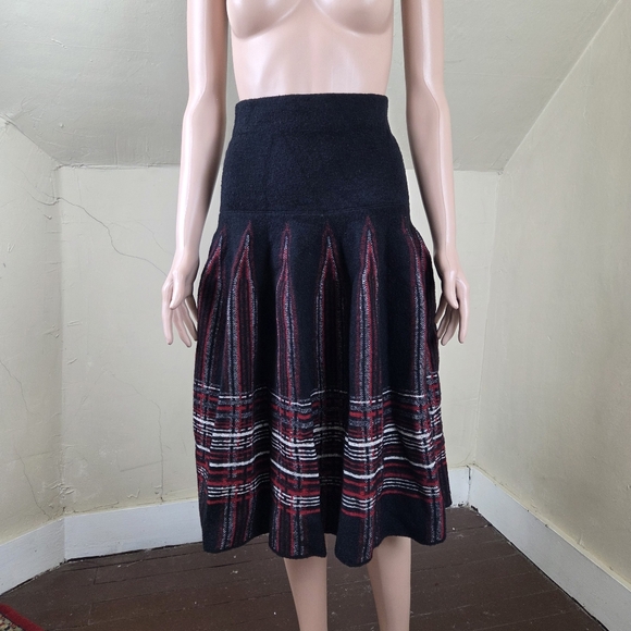 M Missoni Plaid Knit Midi Skirt Size IT 38 US 2 Stretch Wool Blend NWT Italy